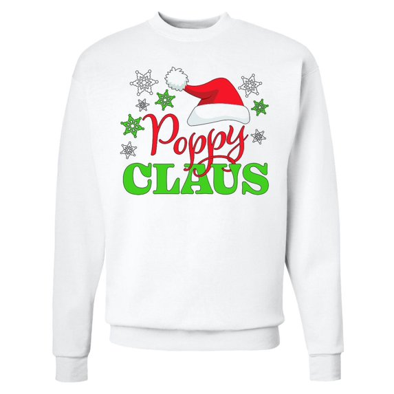 Inktastic Poppy Claus with Christmas Santa Hat and Snowflakes Adult Sweatshirt