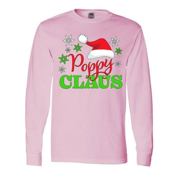 Inktastic Poppy Claus with Christmas Santa Hat and Snowflakes Long Sleeve T-Shirt