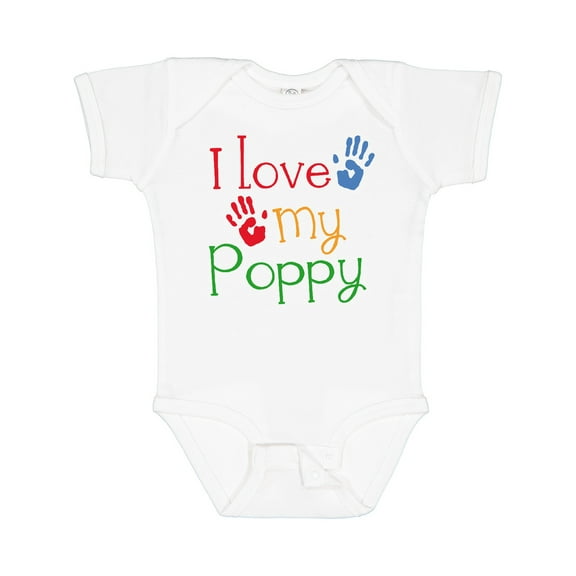 Inktastic Poppy Grandkids Handprints Boys or Girls Baby Bodysuit