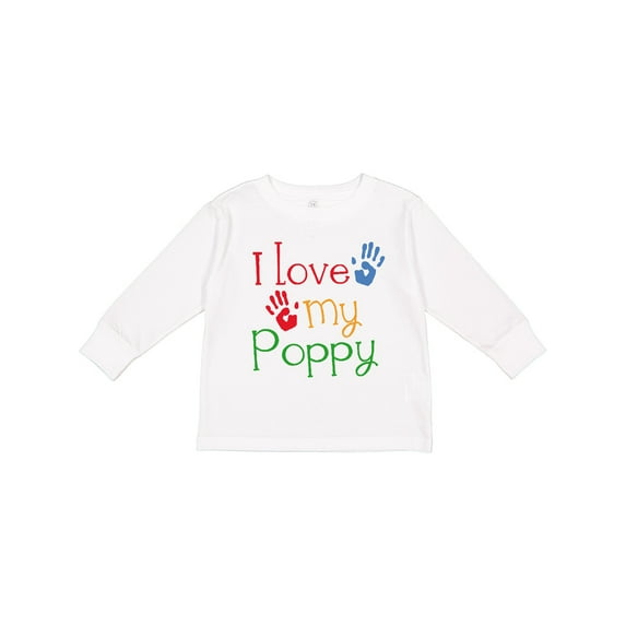 Inktastic Poppy Grandkids Handprints Boys or Girls Long Sleeve Toddler T-Shirt
