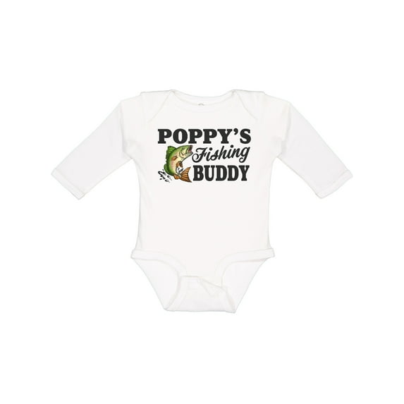 Inktastic Poppy's Fishing Buddy Boys Long Sleeve Baby Bodysuit