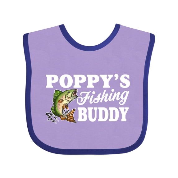 Inktastic Poppy's Fishing Buddy with White Text Boys Baby Bib