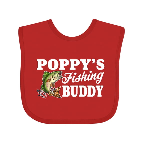 Inktastic Poppy's Fishing Buddy with White Text Boys Baby Bib