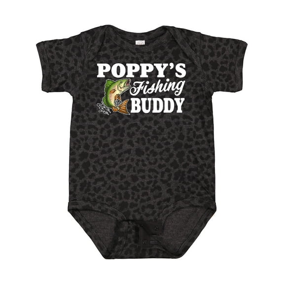 Inktastic Poppy's Fishing Buddy with White Text Boys Baby Bodysuit