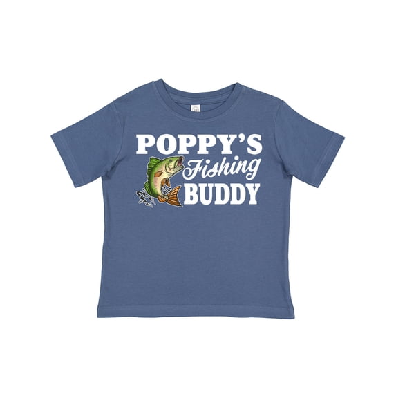 Inktastic Poppy's Fishing Buddy with White Text Boys Toddler T-Shirt