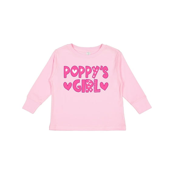 Inktastic Poppy's Girl Pink with Hearts Girls Long Sleeve Toddler T-Shirt