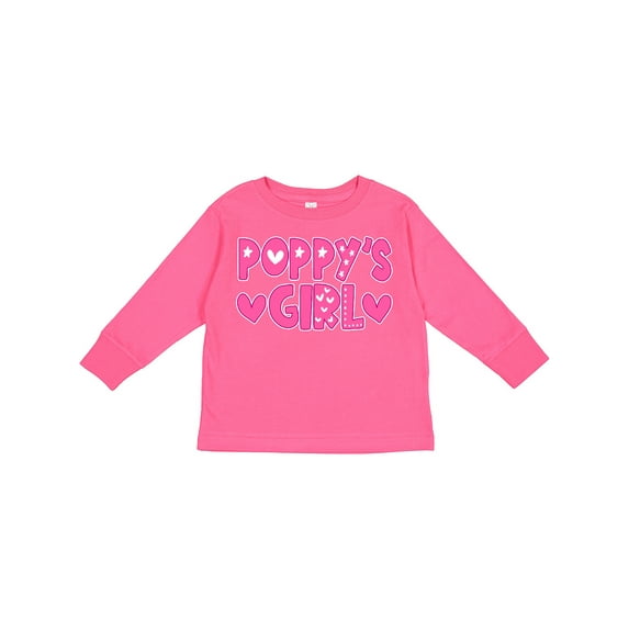 Inktastic Poppy's Girl Pink with Hearts Girls Long Sleeve Toddler T-Shirt
