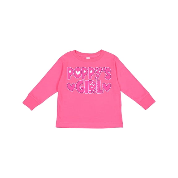 Inktastic Poppy's Girl Pink with Hearts Girls Long Sleeve Toddler T-Shirt