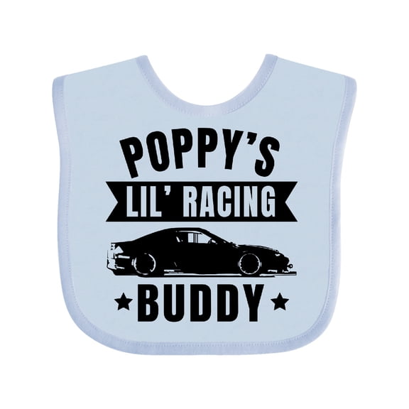 Inktastic Poppy's Lil' Racing Buddy with Car Silhouette Boys or Girls Baby Bib