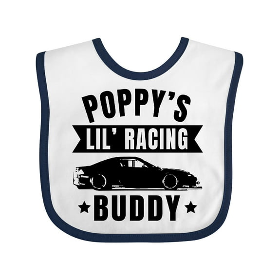 Inktastic Poppy's Lil' Racing Buddy with Car Silhouette Boys or Girls Baby Bib