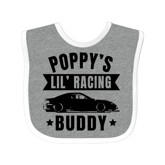 Inktastic Poppy's Lil' Racing Buddy with Car Silhouette Boys or Girls Baby Bib