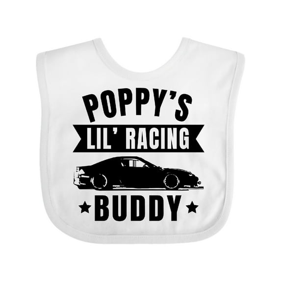 Inktastic Poppy's Lil' Racing Buddy with Car Silhouette Boys or Girls Baby Bib