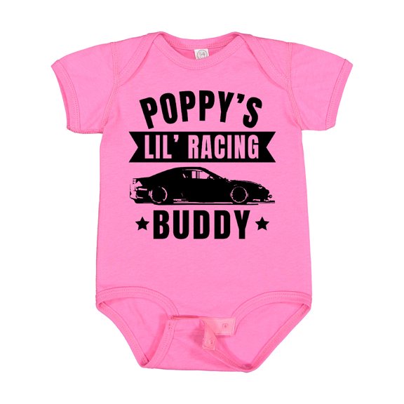 Inktastic Poppy's Lil' Racing Buddy with Car Silhouette Boys or Girls Baby Bodysuit