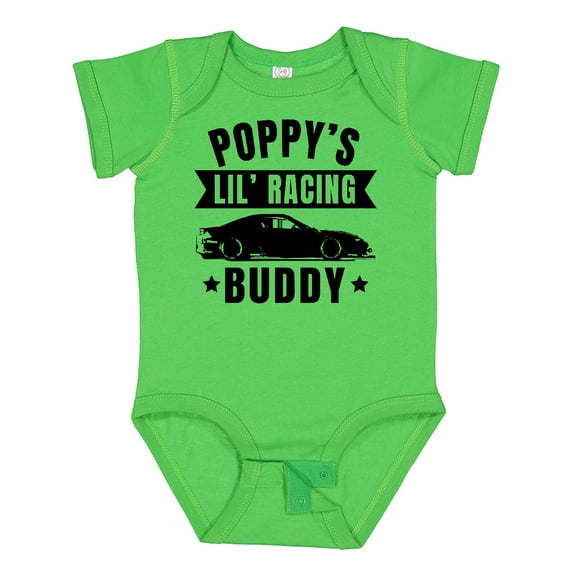 Inktastic Poppy's Lil' Racing Buddy with Car Silhouette Boys or Girls Baby Bodysuit