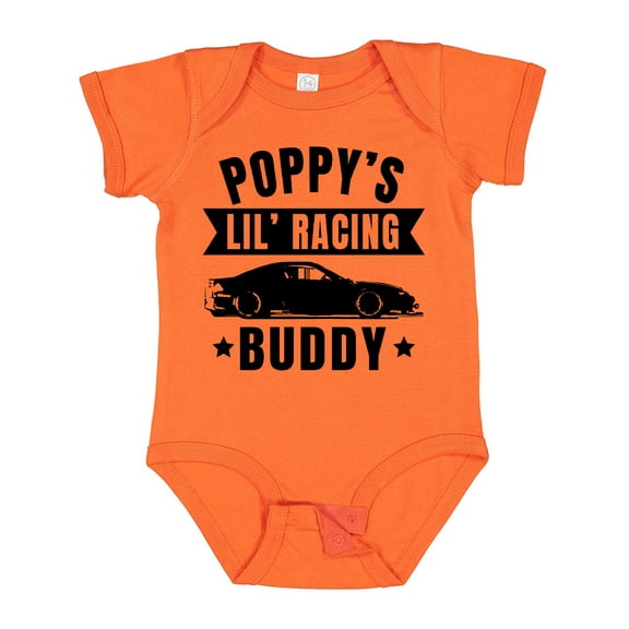 Inktastic Poppy's Lil' Racing Buddy with Car Silhouette Boys or Girls Baby Bodysuit
