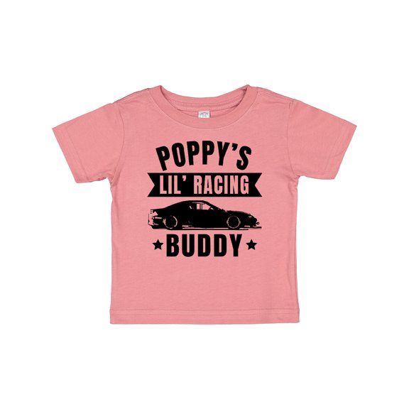 Inktastic Poppy's Lil' Racing Buddy with Car Silhouette Boys or Girls Baby T-Shirt