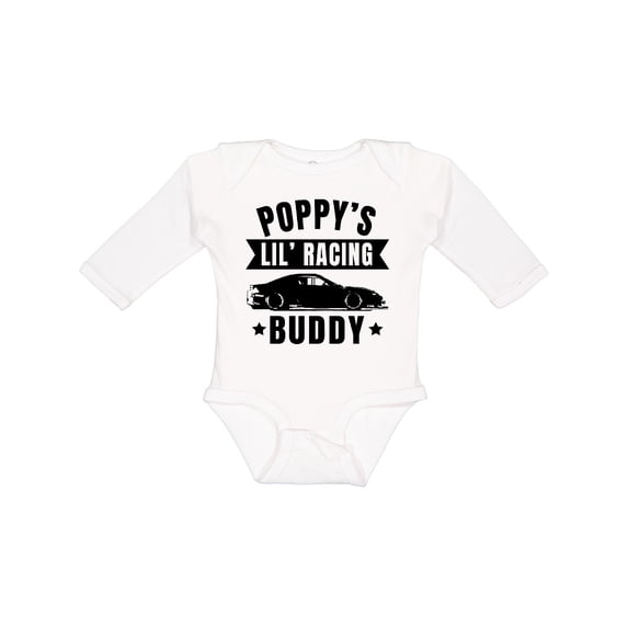 Inktastic Poppy's Lil' Racing Buddy with Car Silhouette Boys or Girls Long Sleeve Baby Bodysuit