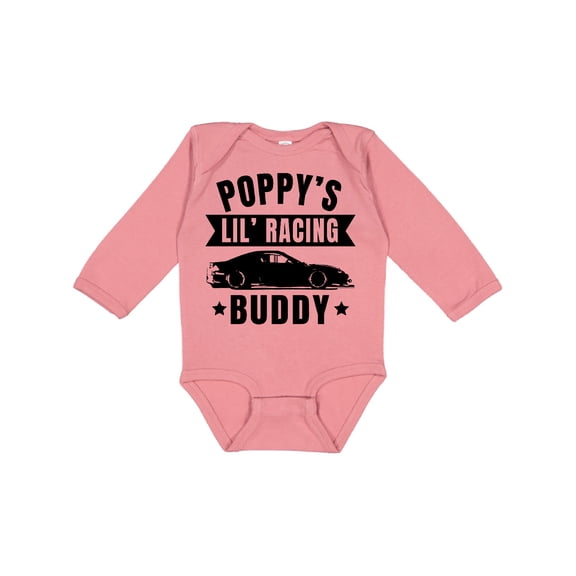 Inktastic Poppy's Lil' Racing Buddy with Car Silhouette Boys or Girls Long Sleeve Baby Bodysuit