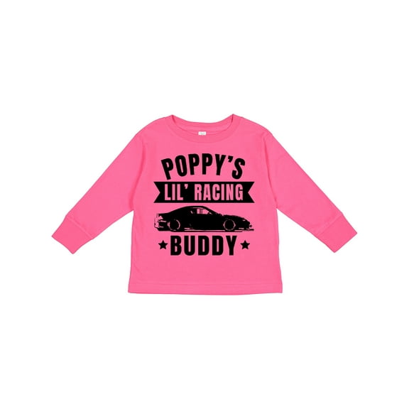 Inktastic Poppy's Lil' Racing Buddy with Car Silhouette Boys or Girls Long Sleeve Toddler T-Shirt