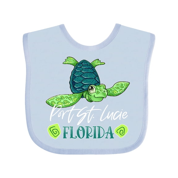 Inktastic Port St. Lucie, Florida Happy Sea Turtle Boys or Girls Baby Bib