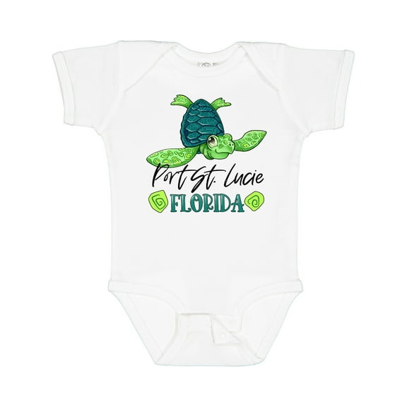 Inktastic Port St. Lucie, Florida Happy Sea Turtle Boys or Girls Baby Bodysuit