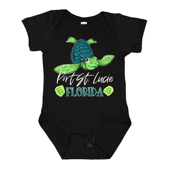 Inktastic Port St. Lucie, Florida Happy Sea Turtle Boys or Girls Baby Bodysuit