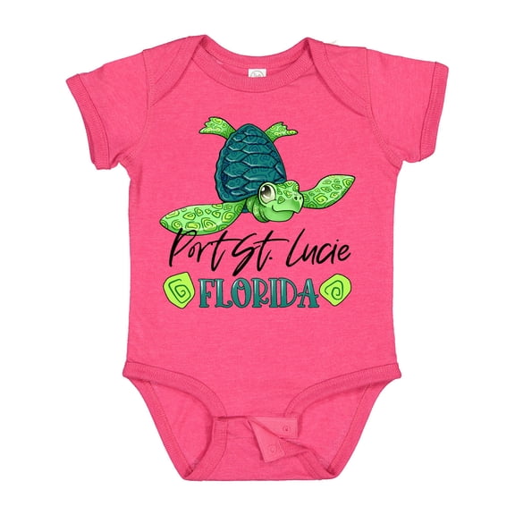 Inktastic Port St. Lucie, Florida Happy Sea Turtle Boys or Girls Baby Bodysuit