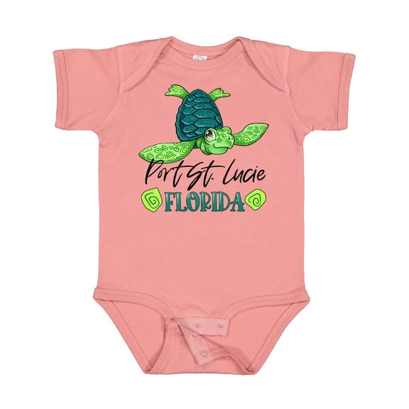 Inktastic Port St. Lucie, Florida Happy Sea Turtle Boys or Girls Baby Bodysuit