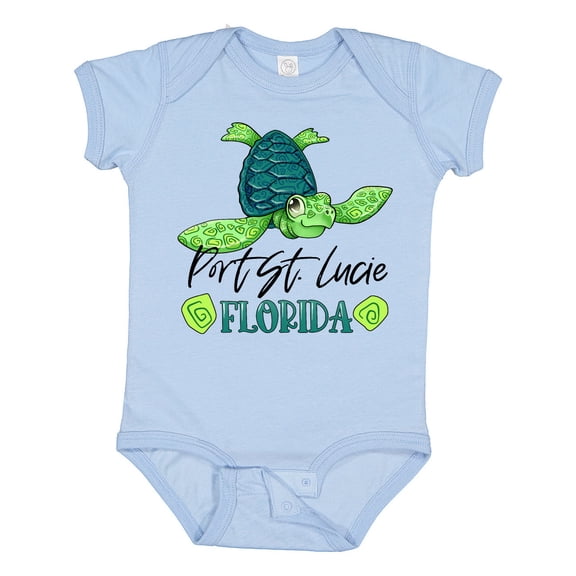 Inktastic Port St. Lucie, Florida Happy Sea Turtle Boys or Girls Baby Bodysuit
