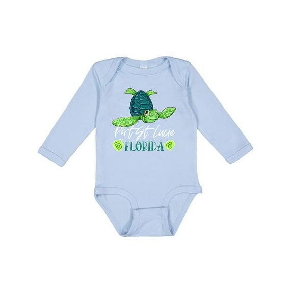 Inktastic Port St. Lucie, Florida Happy Sea Turtle Boys or Girls Long Sleeve Baby Bodysuit