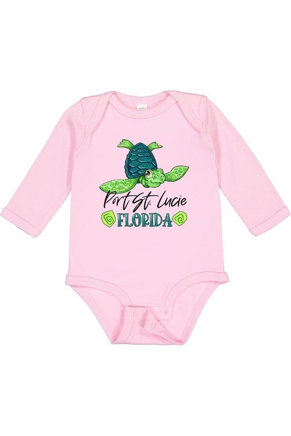 Port St. Lucie, Florida Happy Sea Turtle Boys or Girls Long Sleeve Baby Bodysuit