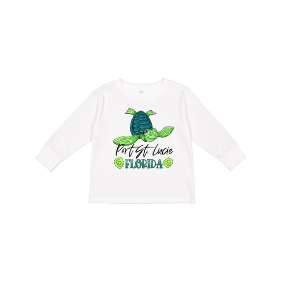 Inktastic Port St. Lucie, Florida Happy Sea Turtle Boys or Girls Long Sleeve Toddler T-Shirt