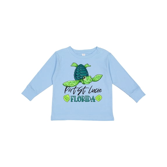Inktastic Port St. Lucie, Florida Happy Sea Turtle Boys or Girls Long Sleeve Toddler T-Shirt