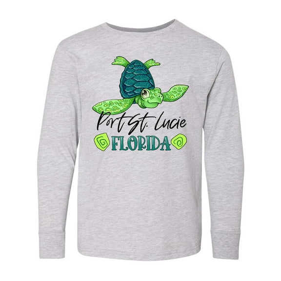 Inktastic Port St. Lucie, Florida Happy Sea Turtle Long Sleeve Youth T-Shirt