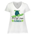 thumbnail image 1 of Inktastic Port St. Lucie, Florida Happy Sea Turtle Women's Plus Size V-Neck T-Shirt, 1 of 5