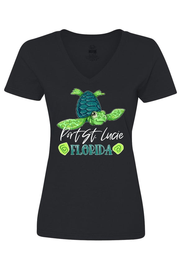 Port St. Lucie, Florida Happy Sea Turtle Women's V-Neck T-Shirt