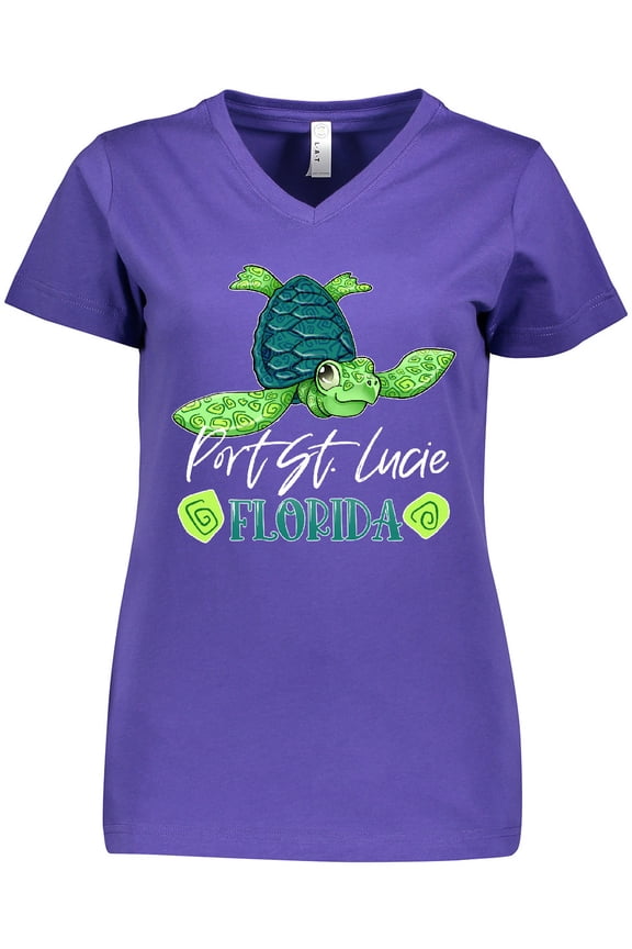 Port St. Lucie, Florida Happy Sea Turtle Women's V-Neck T-Shirt