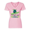 thumbnail image 1 of Inktastic Port St. Lucie, Florida Happy Sea Turtle Women's V-Neck T-Shirt, 1 of 5