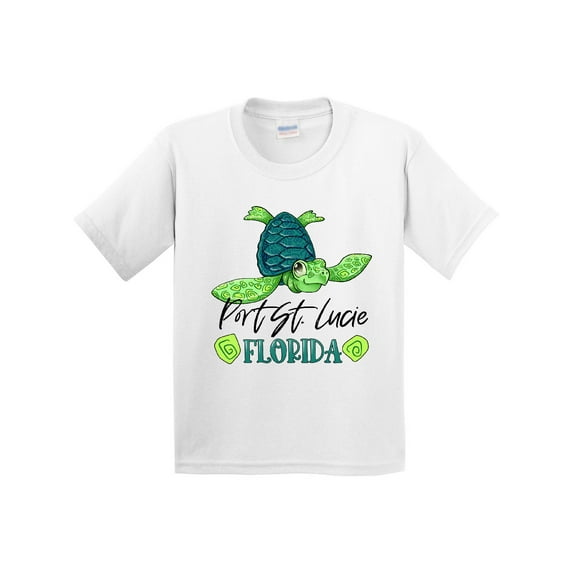 Inktastic Port St. Lucie, Florida Happy Sea Turtle Youth T-Shirt