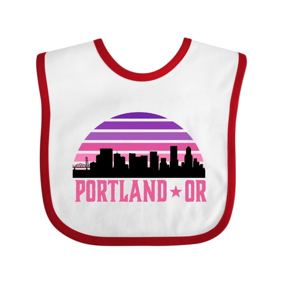 Inktastic Portland Oregon Retro Sunset Skyline Girls Baby Bib