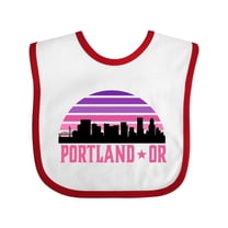 Inktastic Portland Oregon Retro Sunset Skyline Girls Baby Bib