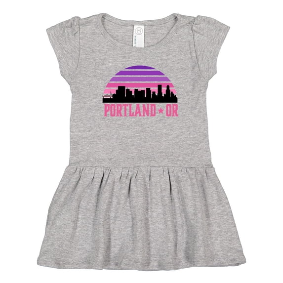 Inktastic Portland Oregon Retro Sunset Skyline Girls Toddler Dress