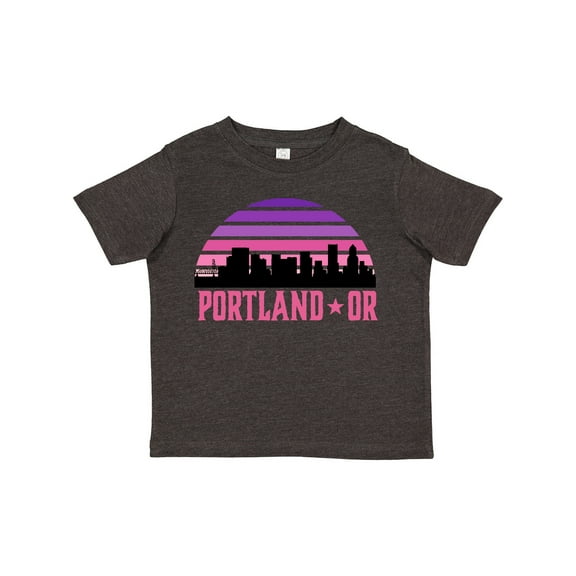 Inktastic Portland Oregon Retro Sunset Skyline Girls Toddler T-Shirt
