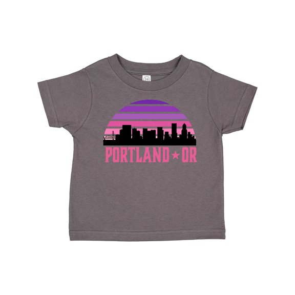 Inktastic Portland Oregon Retro Sunset Skyline Girls Toddler T-Shirt