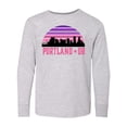 thumbnail image 1 of Inktastic Portland Oregon Retro Sunset Skyline Long Sleeve Youth T-Shirt, 1 of 5