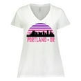 thumbnail image 1 of Inktastic Portland Oregon Retro Sunset Skyline Women's Plus Size V-Neck T-Shirt, 1 of 5