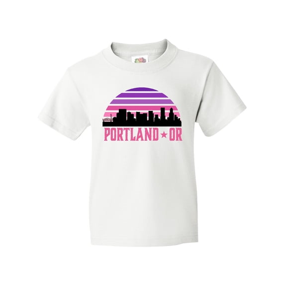 Inktastic Portland Oregon Retro Sunset Skyline Youth T-Shirt