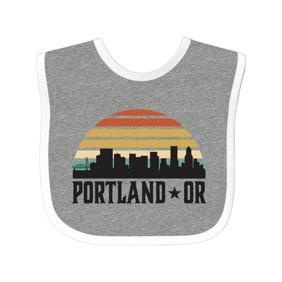 Inktastic Portland Oregon Skyline Retro Sunset Boys or Girls Baby Bib