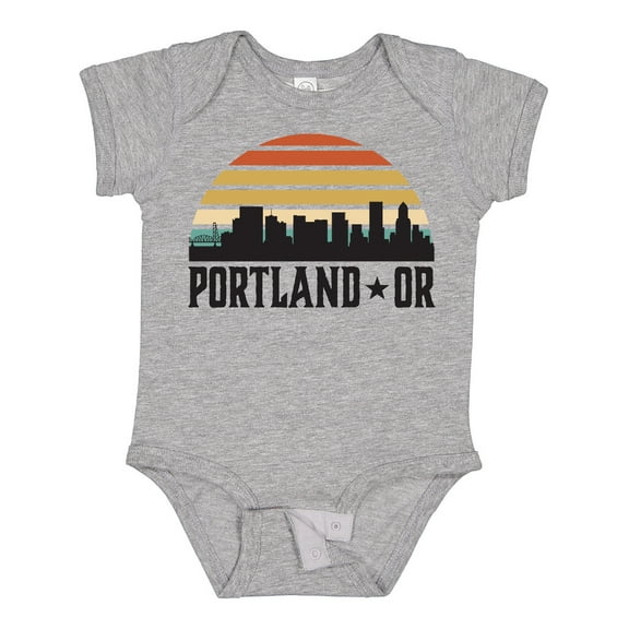 Inktastic Portland Oregon Skyline Retro Sunset Boys or Girls Baby Bodysuit