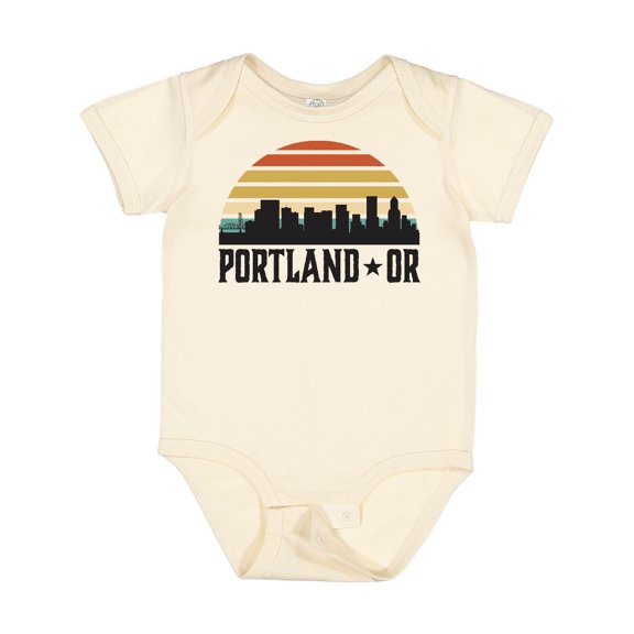 Inktastic Portland Oregon Skyline Retro Sunset Boys or Girls Baby Bodysuit